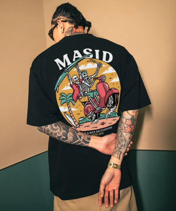 Masid Cartoon T-shirt Oversized T-shirt Hip Hop Style T-shirt men's top ...