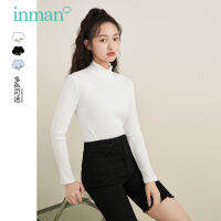 INMAN Womens T-shirt Spring Autumn Minimalist Casual Half Turtleneck MultiColor All-match Based Female Knitted Top