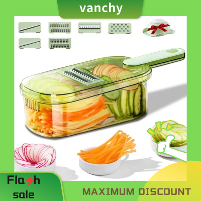 Vanchy Vegetable Cutter Grater for Vegetables Slicers Shredders Multi Slicer Peeler Carrot Fruit 7 in 1 Gadgets Vegetable Cutting Tool