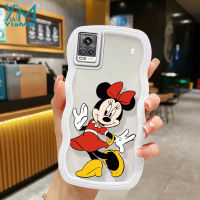 YIMia เคสพัดลมพกพามิชิสำหรับ VIVO V20,เคสโทรศัพท์ลายคลื่นขอบใหญ่สุดสร้างสรรค์ V25 V25E เคสป้องกันซิลิโคนนิ่มลายการ์ตูนน่ารักฝาหลัง