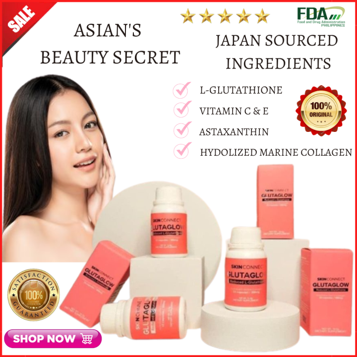 Original Gluta Glow Skin Connect 33 Capsules. 5-in-1 Beauty Supplement ...