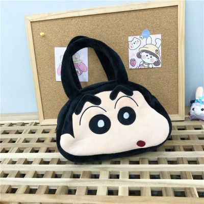 HYE เครยอนชินจัง Tas Kosmetik กระเป๋าสะพายผ้าการ์ตูนน่ารักสุดหรูความจุมากสำหรับกระเป๋าเครื่องสำอางเด็กผู้หญิงกระเป๋าถือสะพายไหล่อนิเมะของผู้หญิงกระเป๋าเก็บของเกาหลี