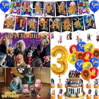 Cartoon Happy Good Sound Animal Sing Birthday Party Decoration Latex Balloon Photograph Backdrop Banner Cake Topper Baby Shower Balloons