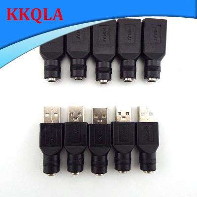 QKKQLA 5PCS 5.5*2.1mm DC Power Jack To USB 2.0 Type A Male Plug Female Jack Socket 5V DC Power DIY Connector Adapter Laptop