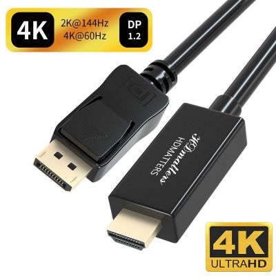 Displayport DP เป็น HDMI 2.0สายเคเบิลต่อโทรศัพท์4K 60Hz 1M 1.8M ตัวผู้ไปยังตัวผู้สำหรับพีซีจอแลปท็อปคอมพิวเตอร์4K60Hz 4K30Hz 1080P60Hz