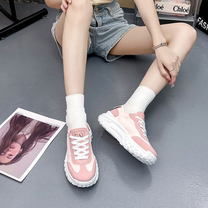 ฉบับภาษาเกาหลี-renben-นักเรียนผู้หญิงรองเท้าคุณพ่ออเนกประสงค์รองเท้าผ้าใบของผู้หญิงลำลองสำหรับถ่ายภาพสตรีท