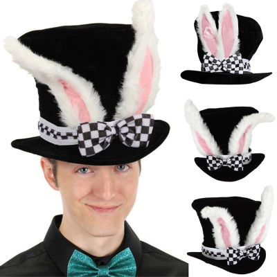 Kids With Checkered Bowknot Easter Rabbit Funny Party Hat Costume Performance Plush Topper Bunny Ears Gift Cute Velvet