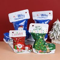 10pcs Christmas Gift Bags Socks Boots Stand Up Pouches Xmas Party Decorations New Years Eve Wrapping Gift Candy Packaging Bags Gift Wrapping  Bags