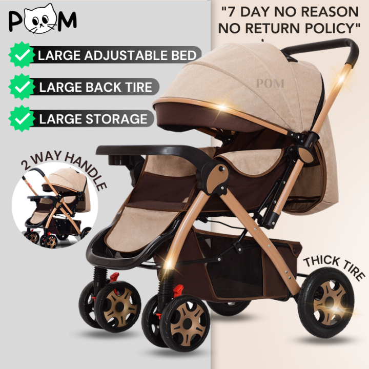 POM Luxury Baby Stroller for Baby Boy 4 In 1 Stroller High Landscape ...