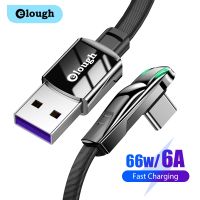 Elough สายสายเคเบิ้ล Type C สำหรับ Huawei คู่แบบ USB 6A P40 Pro 66W สายเคเบิลข้อมูลเกม USB C ที่ที่ชาร์จสำหรับ Samsung อย่างรวดเร็ว