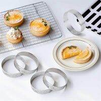 5/6/7/8/9/10cm Circular Stainless Steel Tart Ring Tower Pie Cake Mould DIY Heat-Resistant Perforated Cake Mousse Molds Bakeware Bag Accessories