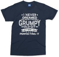 Unique Mens Cotton Stretch T-Shirts Mens Tee GRUMPY OLD GIT T-shirt Funny Dad Grandad Fathers Day Top Birthday Gift Mens Top