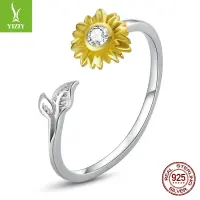 [COD] Ziyun gold-plated sunflower open ring pastoral style s925 silver BSR213