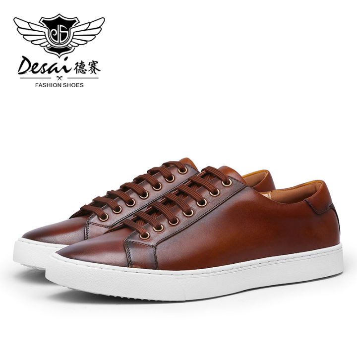 DESAI Sneakers Men Casual Shoes Genuine Leather Soft Breathable