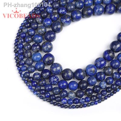 Natural Stone Lapis Lazuli Round Loose Beads 15 Strand 4 6 8 10 12 14MM Pick Size DIY Necklace Bracelet