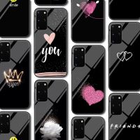 Heart Friend Glass Case for Samsung Galaxy S20 FE A51 S21 A52 A50 A71 A70 A12 A72 A21S S10 S9 S8 S10e A32 Note 20 10 Plus Ultra Phone Cases