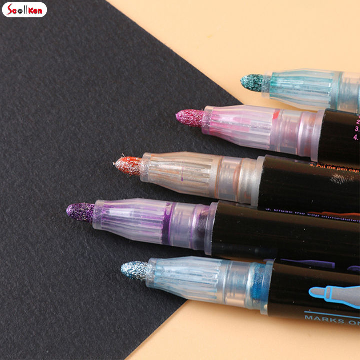 ปากกามาร์กเกอร์เขียนโครงร่างโลหะ12-24สีสำหรับทำ-doodling-และทำบัตร