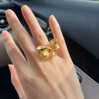 แหวนทอง999เม็ดแหวนรูปโบว์ทอง24K แบบปรับได้สไตล์ย้อนยุคเกาหลีดีไซน์ Cincin Anak Perempuan แฟชั่นใหม่แหวนรูปโบว์ลูกไม้ฉลุสำหรับผู้หญิงปาร์ตี้อุปกรณ์งานแต่งงาน