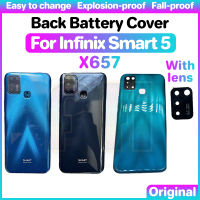 เคสกระจกฝาหลังปิดโทรศัพท์ด้านหลังสำหรับ Infinix Smart 5 X657ที่ X657B กระจกเลนส์กล้องถ่ายรูปฝาหลังประตูกระจก