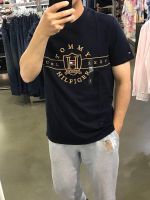 ◊☋ North American Tommy Hilfiger Tommy summer mens heavyweight cotton casual fashion embroidered round neck short-sleeved T-shirt