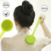 ◕ Long Handle Back Brush Soft Silicone Scrubber Bath Shower Body Brushes Massage Healthy Skin Care Bathroom Accessories