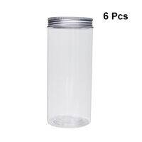 6Pcs Food Cans Plain Plastic Transparent Safe Sealed Cans Storage Bottles Food Bottles Organizer Box for Home Office Trip