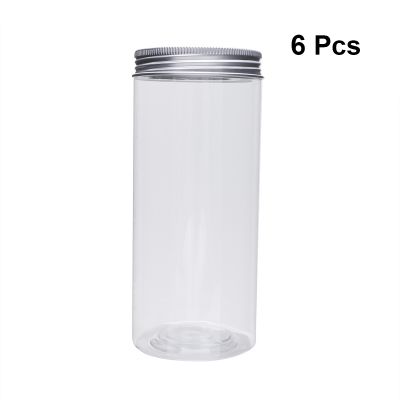 6Pcs Food Cans Plain Plastic Transparent Safe Sealed Cans Storage Bottles Food Bottles Organizer Box for Home Office Trip