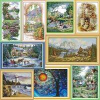 【CC】 A the Suburbs Patterns Landscape Paintings 14CT 11CT DMC Counted Printed Canvas Embroidery Needlework