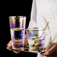 Creative Color Gold Rim Glass Mug Drink Beer Swig Cocktail Glasses Glass Cup for Gift