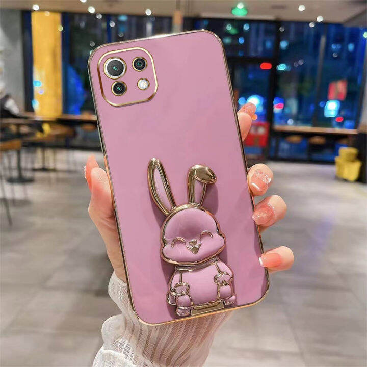 andyh-new-design-for-xiaomi-11-lite-11-lite-5g-case-luxury-3d-stereo-stand-bracket-smile-rabbit-electroplating-smooth-phone-case-fashion-cute-soft-case