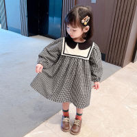 Toddler Girls Dress Plaid Pattern Dress For Kids Girl Spring Autumn Child Dress Casual Style Clothes Girl