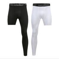 【cw】 Men Base Layer Exercise Trousers Compression Tight Sport Cropped Leg Leggings Basketball Football Pants