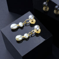 ZHIXI Natural Freshwater Pearl Earring Clip Long Non-perforated 14K Pure Gold Filled Original Design Fashion Ladies High Jewelry