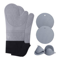 3 Pcs Silicone Heat Resistant Anti Hot Oven Gloves Potholder Paws Set Microwave Mitts For Kitchen Convenience Bakeware Tools