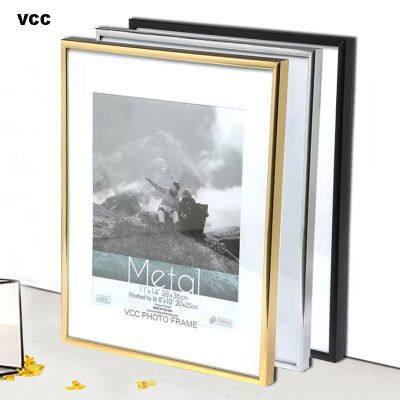 【CW】 Aluminum Picture FrameClassic Certificate Frame Wall Hanging  amp; Desk Mountable Metal Photo Frame WallPoster