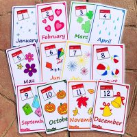 12pcs English Month Flash Cards Early Learning Educational Cards Kindergarten English Teacher Teaching Aids Classroom Decor Flash Cards Flash Cards