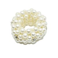 [COD] version of ins all-match hair adult rubber band headdress ponytail button handmade beaded pearl ring