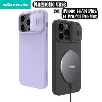 ?เป็นที่นิยมมากที่สุด?เคสสำหรับ iPhone 14 Pro Max NILLKIN Silky Original สำหรับ MagSafe กรอบแม่เหล็กซิลิโคนนิ่มกล้องเลื่อนสำหรับ iPhone 14 Pro/plus