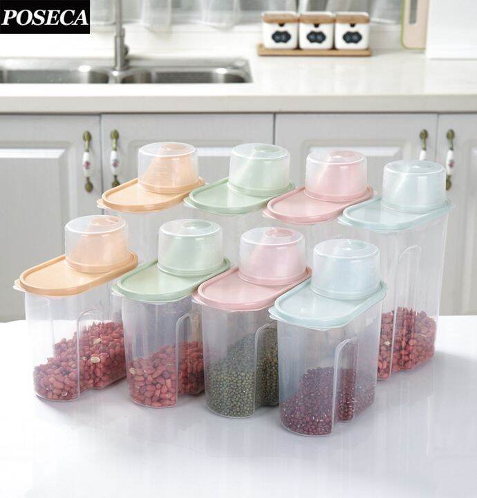 Plastic Cereal Dispenser Kitchen Storage Box Rice Container Storage