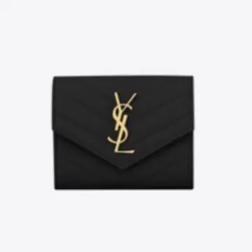 Saint Laurent Cassandre Matelasse Compact Tri Fold Wallet in Grain