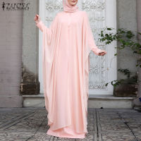 MOMONACO ZANZEA Muslimah ผู้หญิงมุสลิมอิสลาม Abaya แขน Batwing Elegant ยาวชุดเดรสแม็กซี่2PCS #50 818