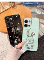 Cute Rabbit Holder Phone Bracket Case For OPPO Realme 10 9i 8i 7i 6 5 C3 C33 V13 V15 Reno 9 8 7 6 Pro Smart Plating Holder Cover