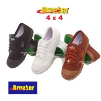 Breaker 4x4 (เบอร์ 31-44) รองเท้าผ้าใบ นักเรียน เบรกเกอร์ รองเท้า4x4 รองเท้าผ้าใบนักเรียนชาย ขาว ดำ น้ำตาล