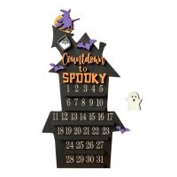 2023 Halloween Advent Calendars Countdown to Halloween with Bat Witch Ghost Decoration Removable Calendar Ornament Bat Witch Ghost Decoration with Moving Block Halloween Home Decor designer