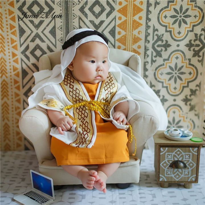 ชุดมาใหม่ล่าสุดสำหรับถ่ายภาพในสตูดิโอสำหรับเด็กทารก3เดือน-1ปีชุดผ้าอาหรับ-เสื้อคลุม-เสื้อผ้า