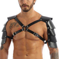 ใหม่ Man S หนังสีดำ Body Chest Harness ไหล่เซ็กซี่ Steampunk Warrior คอสเพลย์ เครื่องแต่งกายแฟนซีปาร์ตี้ Club Wear