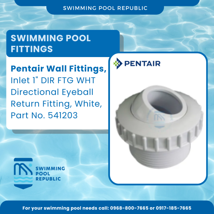 SWIMMING POOL FITTINGS, PENTAIR WALL FITTINGS, Inlet 1" DIR FTG WHT Directional Eyeball Return