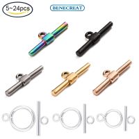 5 - 12 Sets 3 Sizes Silver Color Ring Bar Toggle Clasps Stainless Steel Jewelry Clasps Connectors Ring Clasps &amp; Bar Clasps for DIY Jewelry Making 13-18mm Wide