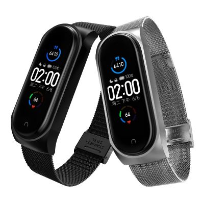 （A creative）สายโลหะ Milanese สำหรับ Xiaomi Mi Band 5 3 4 6ข้อมือสร้อยข้อมือโลหะสแตนเลส MIband สำหรับ Mi Band 4 3 Mi 5 Mi 6สาย