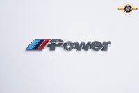 โลโก้ สติ๊กเกอร์ติดรถยนต์ BMW Power 3D สีเงิน